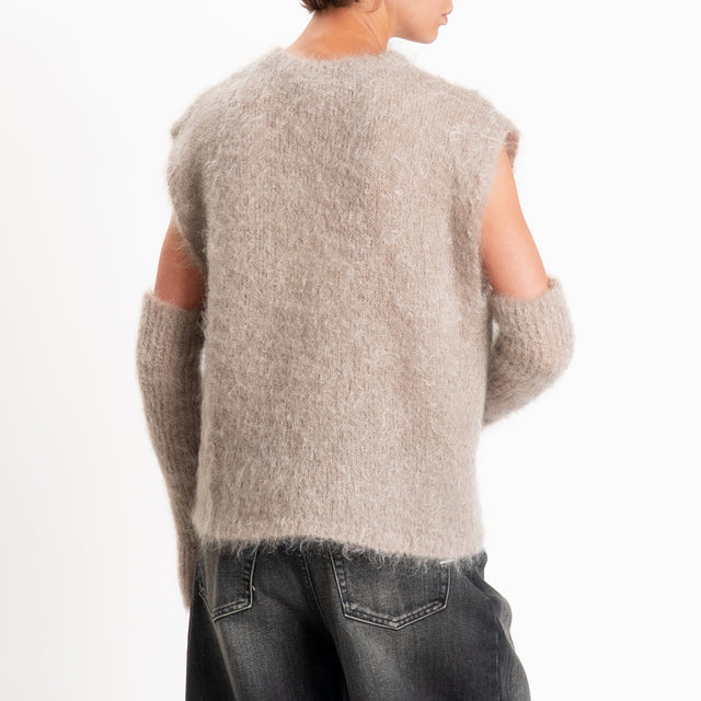 Kontatto-Gilet mohair con manicotti - taupe