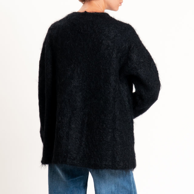Kontatto-Cardigan mohair con tasche - nero