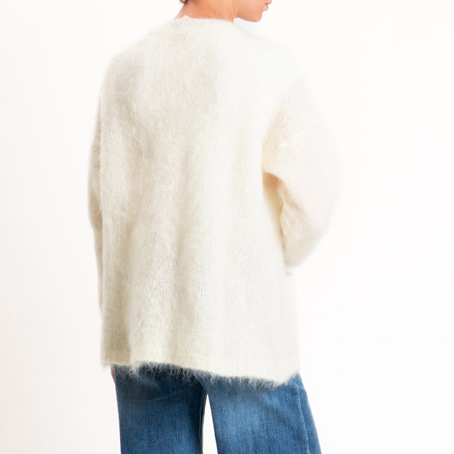 Kontatto-Cardigan mohair con tasche - panna