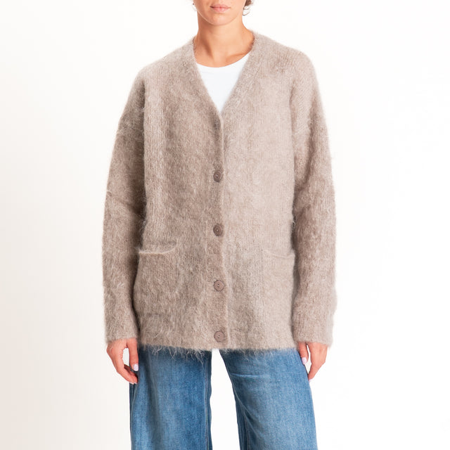 Kontatto-Cardigan mohair con tasche - taupe