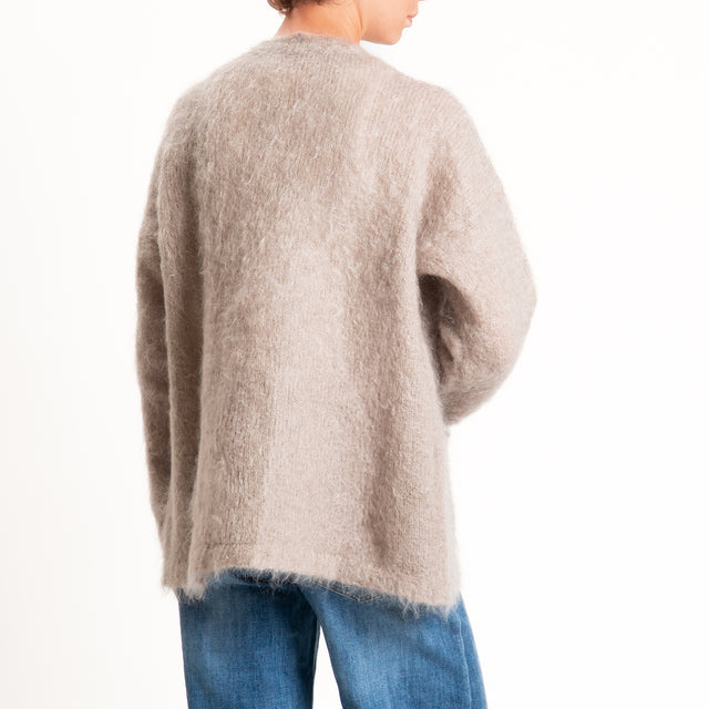 Kontatto-Cardigan mohair con tasche - taupe