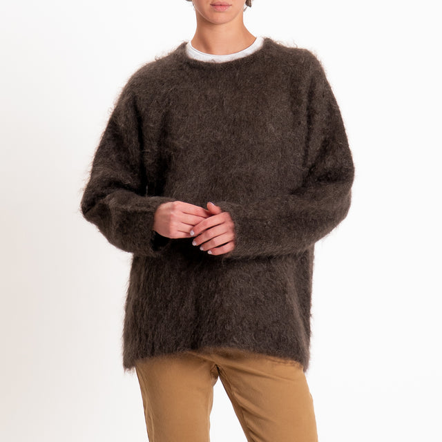 Kontatto-Maglia over girocollo mohair - moka