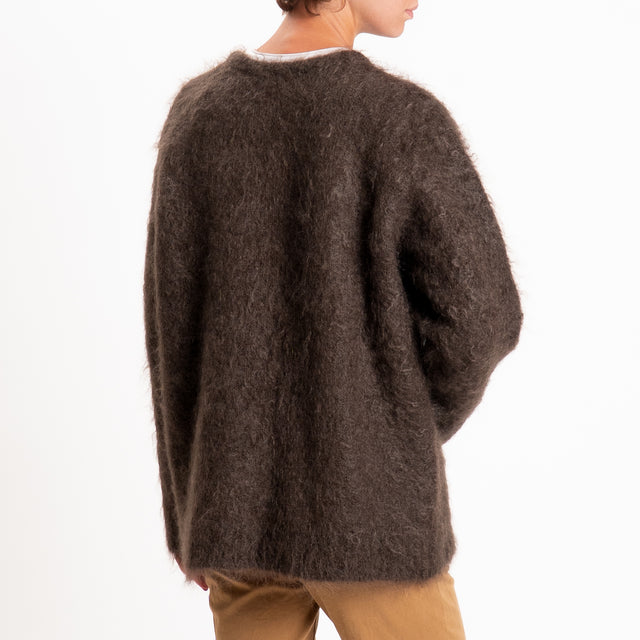 Kontatto-Maglia over girocollo mohair - moka