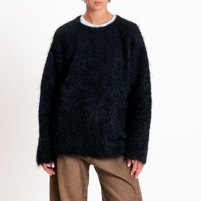 Kontatto-Maglia over girocollo mohair - nero