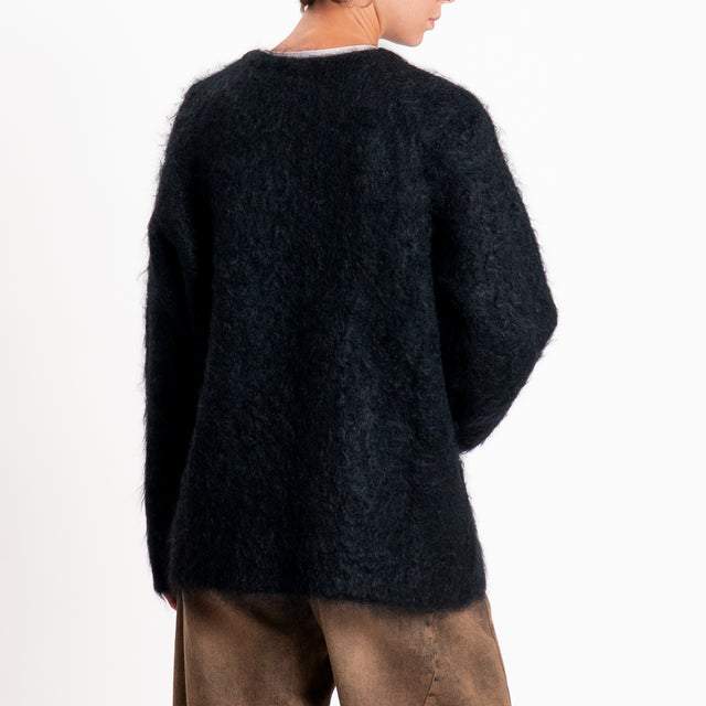 Kontatto-Maglia over girocollo mohair - nero