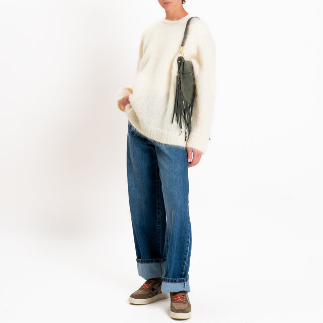 Kontatto-Maglia over girocollo mohair - panna
