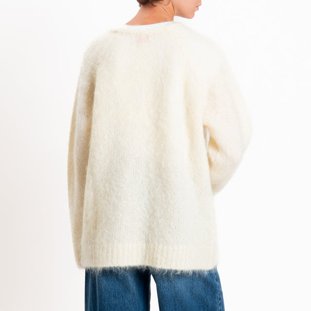 Kontatto-Maglia over girocollo mohair - panna