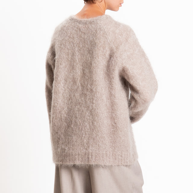 Kontatto-Maglia over girocollo mohair - taupe