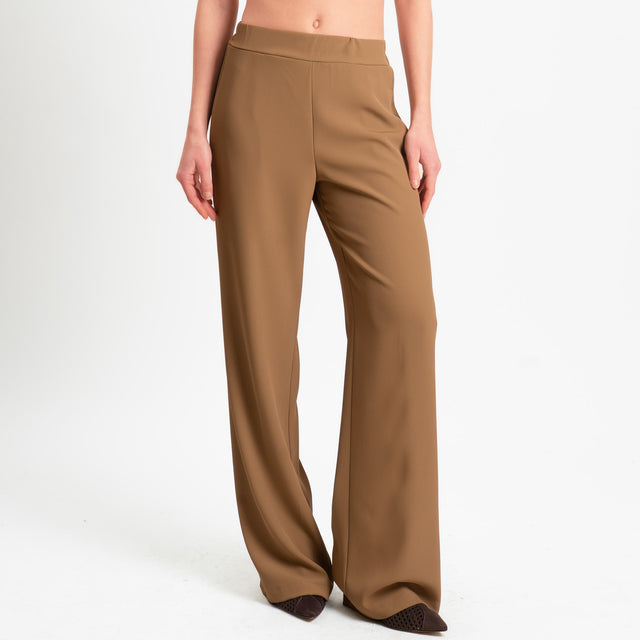 Kontatto-Completo blusa e pantalone tessuto fluido - biscotto