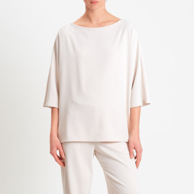 Kontatto-Completo blusa e pantalone tessuto fluido - burro