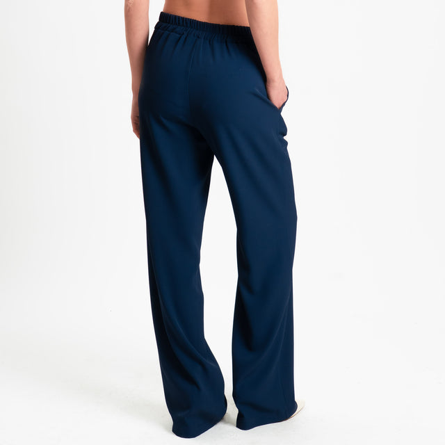 Kontatto-Completo blusa e pantalone tessuto fluido - blu