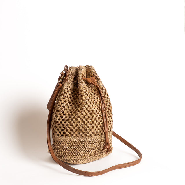 Kontatto-Borsa rafia - beige/cuoio