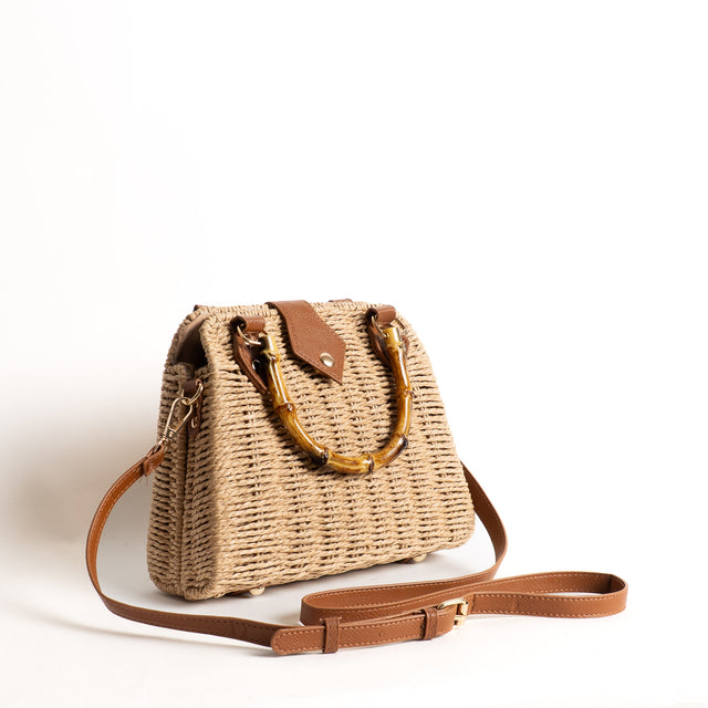 Kontatto-Borsa a mano in rattan - avana