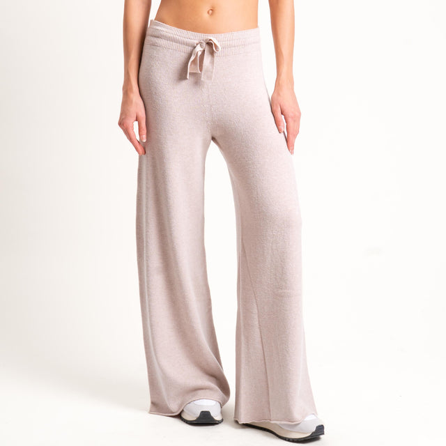 Kontatto-Pantalone in maglia con coulisse (QS) - beige