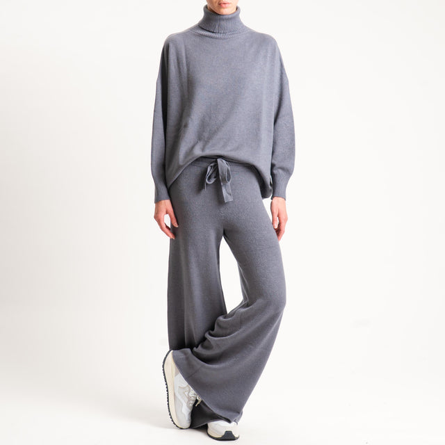 Kontatto-Pantalone in maglia con coulisse (QS) - lavagna