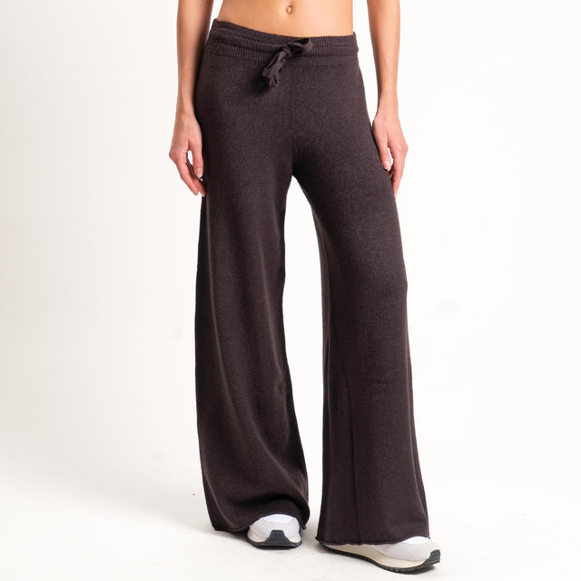 Kontatto-Pantalone in maglia con coulisse (QS) - moro