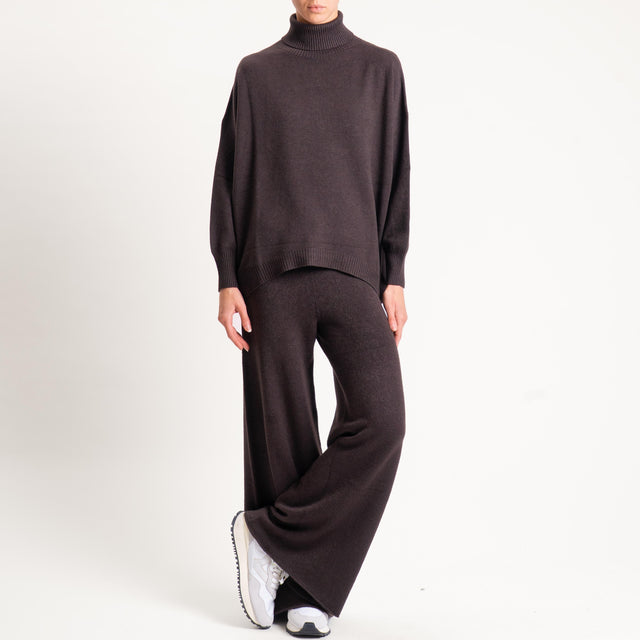 Kontatto-Pantalone in maglia con coulisse (QS) - moro
