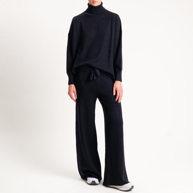 Kontatto-Pantalone in maglia con coulisse (QS) - nero