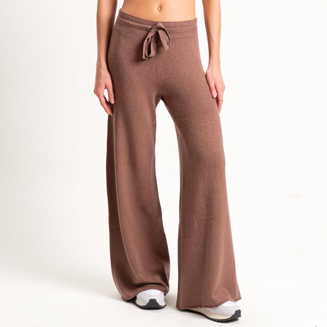 Kontatto-Pantalone in maglia con coulisse (QS) - nocciola