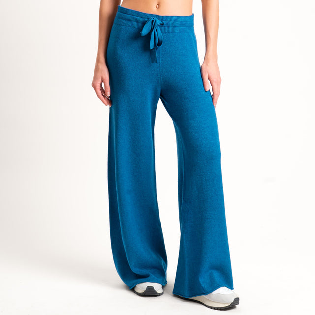 Kontatto-Pantalone in maglia con coulisse (QS) - ottanio