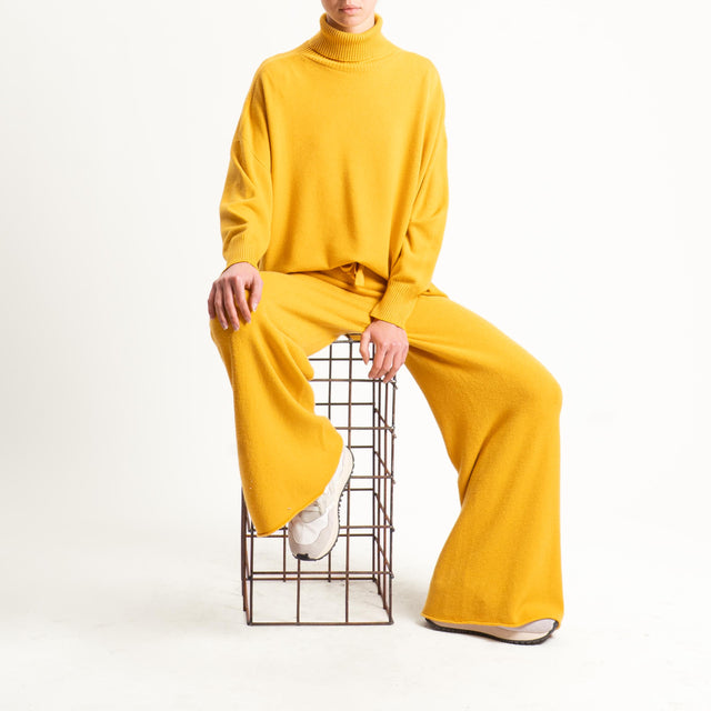 Kontatto-Pantalone in maglia con coulisse (QS) - giallo