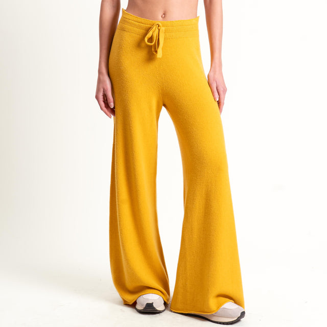 Kontatto-Pantalone in maglia con coulisse (QS) - giallo