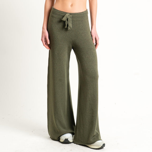 Kontatto-Pantalone in maglia con coulisse (QS) - kaki