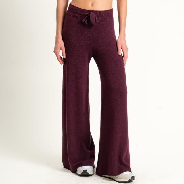 Kontatto-Pantalone in maglia con coulisse (QS) - melanzana