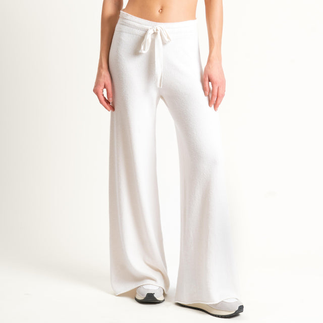 Kontatto-Pantalone in maglia con coulisse (QS) - panna