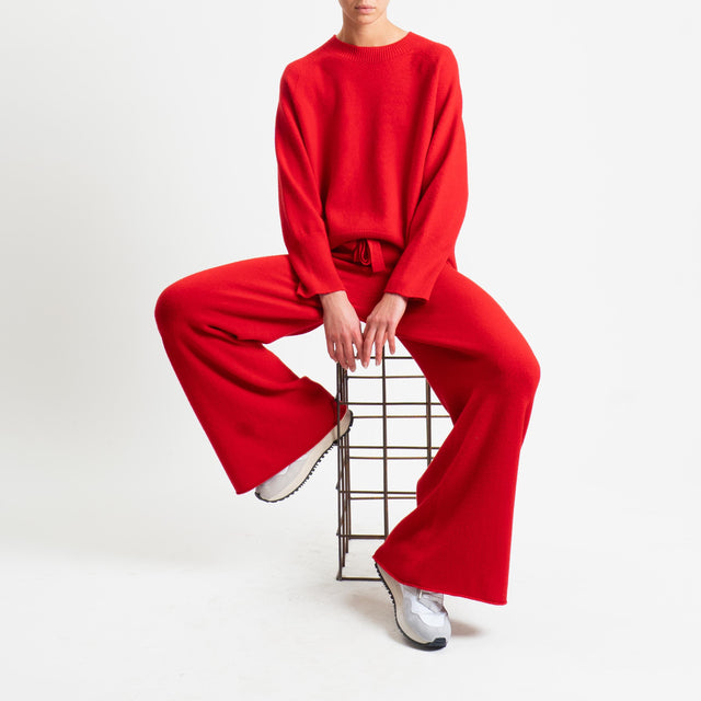 Kontatto-Pantalone in maglia con coulisse (QS) - rosso