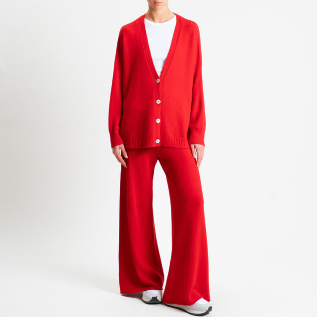 Kontatto-Pantalone in maglia con coulisse (QS) - rosso