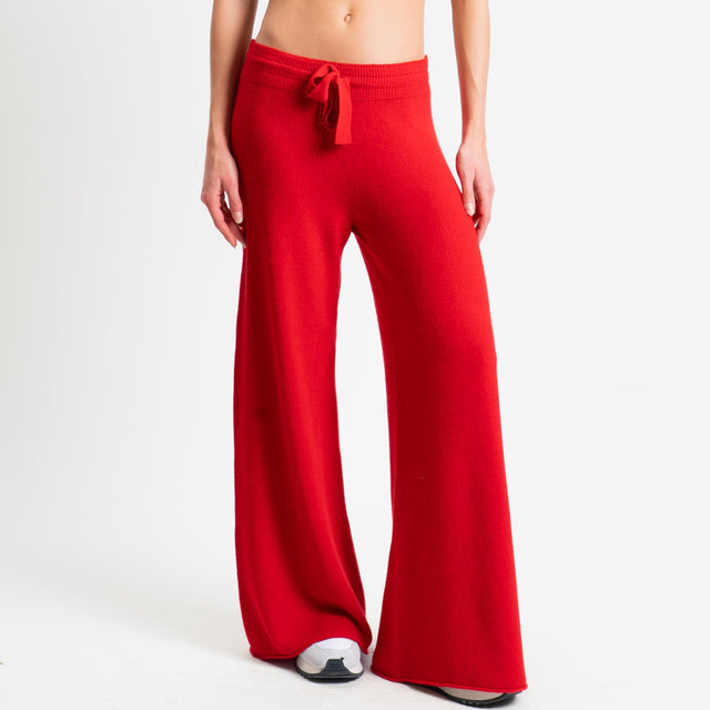 Kontatto-Pantalone in maglia con coulisse (QS) - rosso