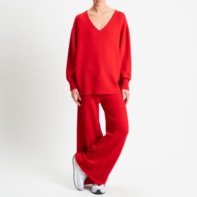 Kontatto-Pantalone in maglia con coulisse (QS) - rosso