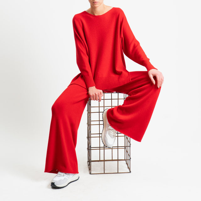 Kontatto-Pantalone in maglia con coulisse (QS) - rosso