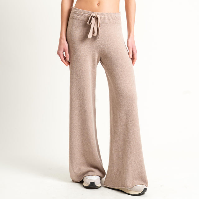 Kontatto-Pantalone in maglia con coulisse (QS) - tortora