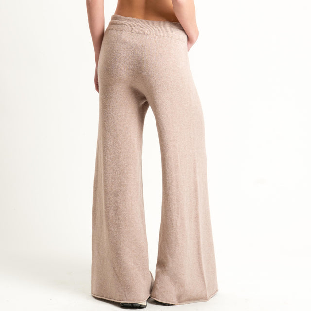 Kontatto-Pantalone in maglia con coulisse (QS) - tortora