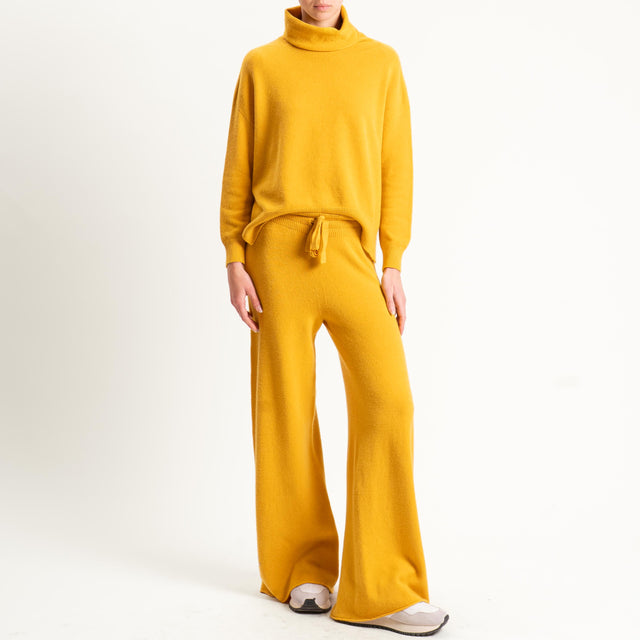 Kontatto-Maglia collo alto spacchi laterali (QS) - giallo