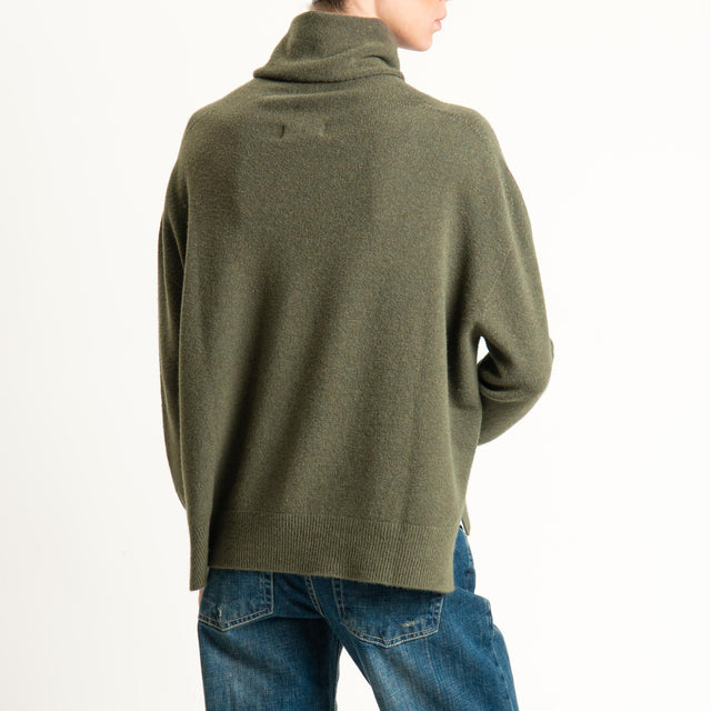 Kontatto-Maglia collo alto spacchi laterali (QS) - kaki