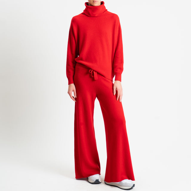 Kontatto-Maglia collo alto spacchi laterali (QS) - rosso