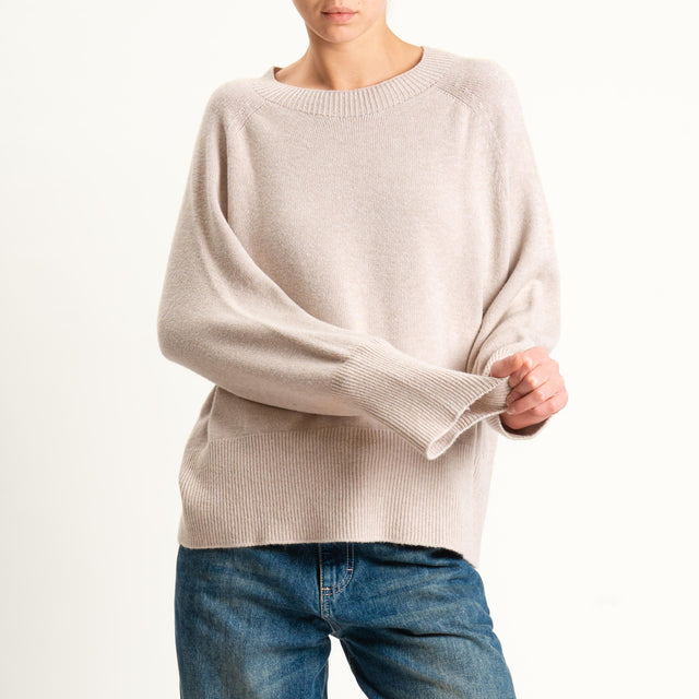 Kontatto-Maglia scollo barca spacchi laterali (QS) - beige