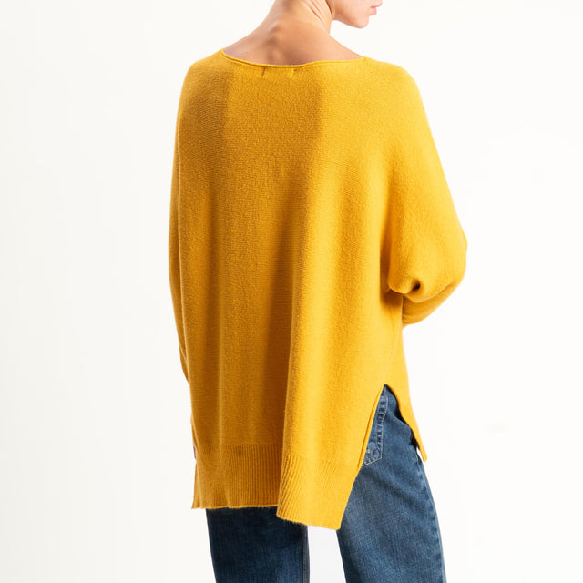 Kontatto-Maglia scollo barca spacchi laterali (QS) - giallo