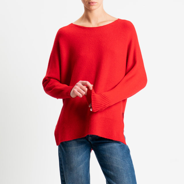 Kontatto-Maglia scollo barca spacchi laterali (QS) - rosso