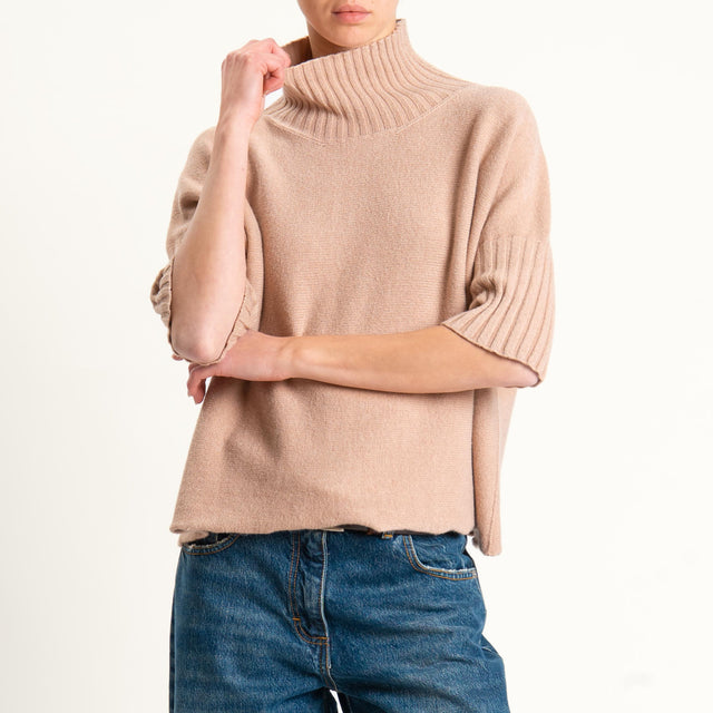 Kontatto-Maglia collo montato manica 3/4 (QS)- brick
