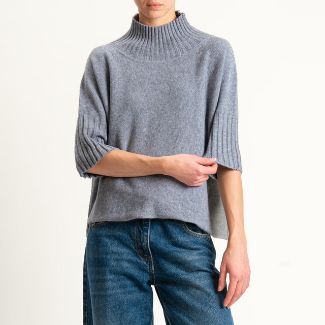 Kontatto-Maglia collo montato manica 3/4 (QS) - grigio melange