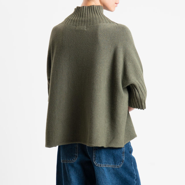 Kontatto-Maglia collo montato manica 3/4 - kaki