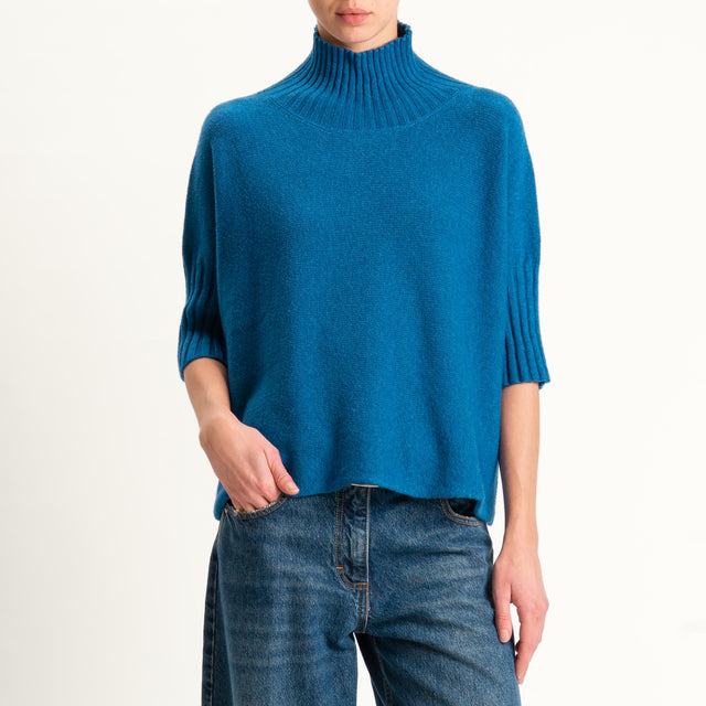 Kontatto-Maglia collo montato manica 3/4 (QS)- ottanio