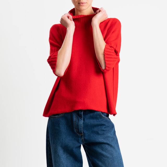 Kontatto-Maglia collo montato manica 3/4 - rosso