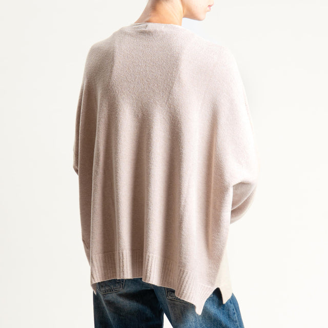 Kontatto-Cardigan con spacchi laterali (QS) - beige