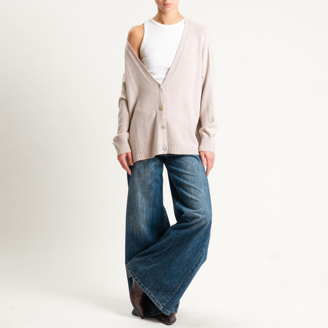 Kontatto-Cardigan con spacchi laterali (QS) - beige