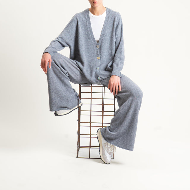Kontatto-Cardigan con spacchi laterali (QS) - grigio melange